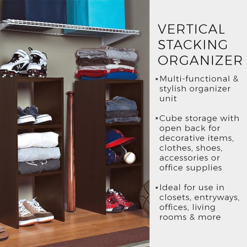 ClosetMaid Decorative Home Stackable 2-Cube Organizer Storage, Espresso
