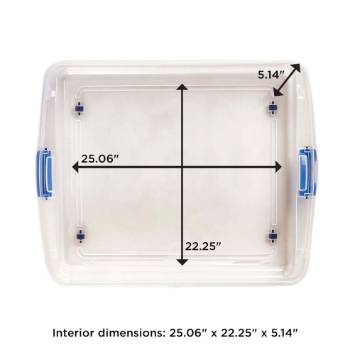 Homz 56 Quart Underbed Secure Latching Clear Plastic Storage Container