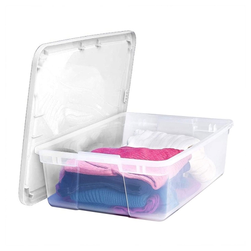 Homz 28 Qt Snaplock Clear Plastic Storage Container Bin with Secure Lid