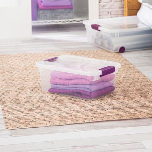 Sterilite 15 Qt. Plastic Stackable Storage Container with Lid, Clear