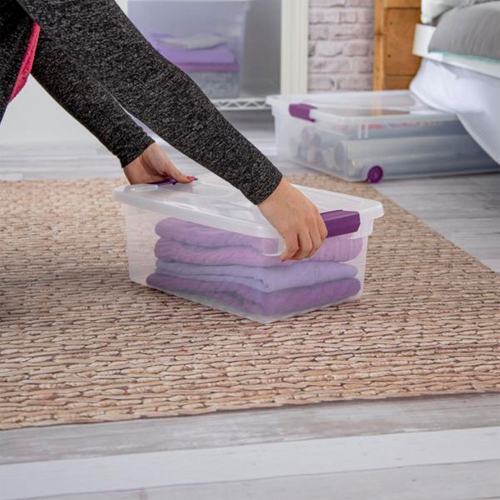 Sterilite 15 Qt. Plastic Stackable Storage Container with Lid, Clear