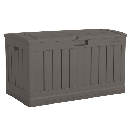 SUNCAST  50 Gallon Plastic Deck Box With Molded Lockable Feature for Home In Gray