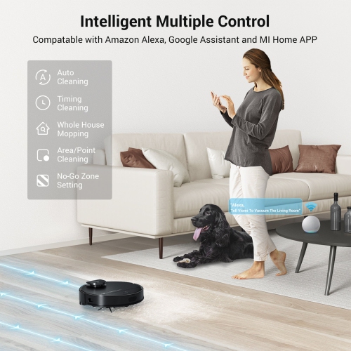 Viomi Smart Robot Vacuum V3 Max Duster Vacuum and Mop for Multi Floors, Black