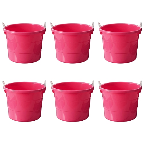 Homz Plastic 18 Gallon Utility Bucket Tub Container with Handles, Pink