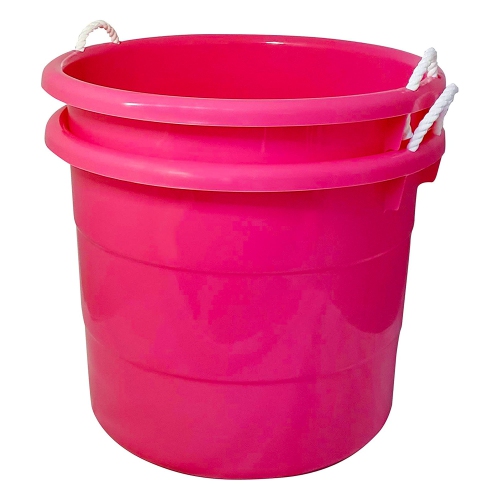 Homz Plastic 18 Gallon Utility Bucket Tub Container with Handles, Pink