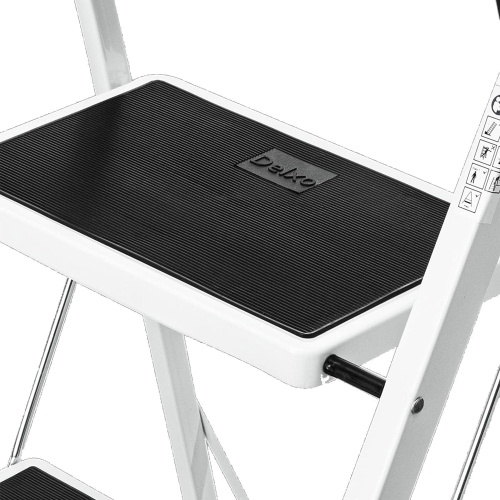 Delxo Alloy Steel Folding 4 Step Stool Portable Ladder with Hand Grip, White