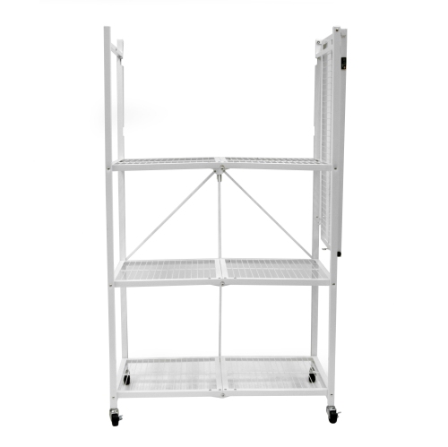 Origami Wheeled 4-Shelf Folding Steel Wire Shelving, White