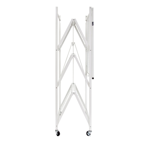 Origami Wheeled 4-Shelf Folding Steel Wire Shelving, White