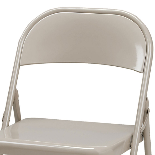 MECO Sudden Comfort All Steel Indoor Outdoor Folding Chair Set, Buff