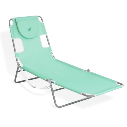 Ostrich Chaise Lounge Folding Sunbathing Recliner Beach Chair, Teal