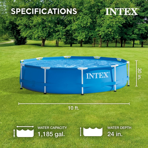 Intex 10 Foot x 30 Inch Above Ground Round Swimming Pool,