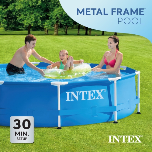 Intex 10 Foot x 30 Inch Above Ground Round Swimming Pool,