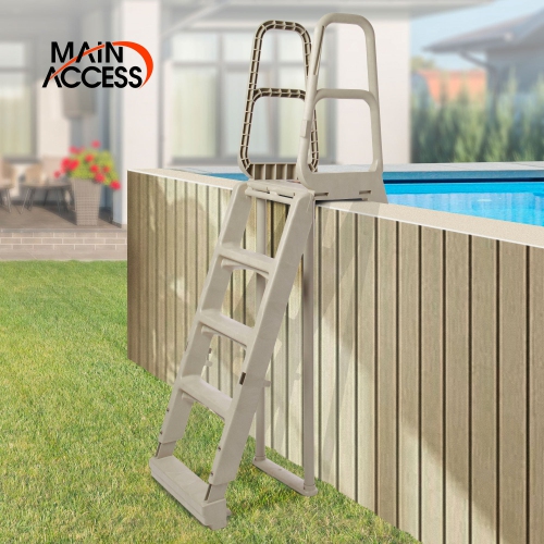 MAIN ACCESS  Smart Choice Incline Outside Above Ground Swim Pool Ladder, Taupe