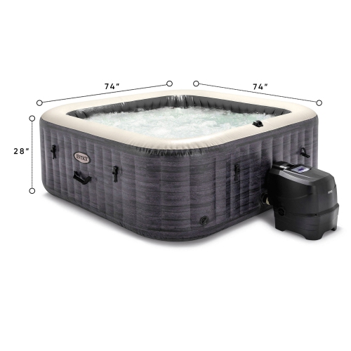 Intex PureSpa Plus Greystone 6 Person Inflatable Square Hot Tub w/ 170 AirJets