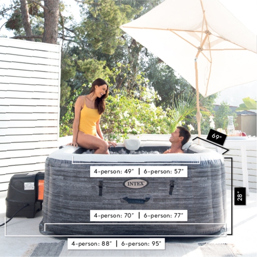 Intex PureSpa Plus Inflatable Square Hot Tub Spa with Maintenance Accessory Kit