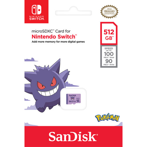 Sandisk Pokémon 512GB 100MB/s microSD Memory Card for Nintendo Switch