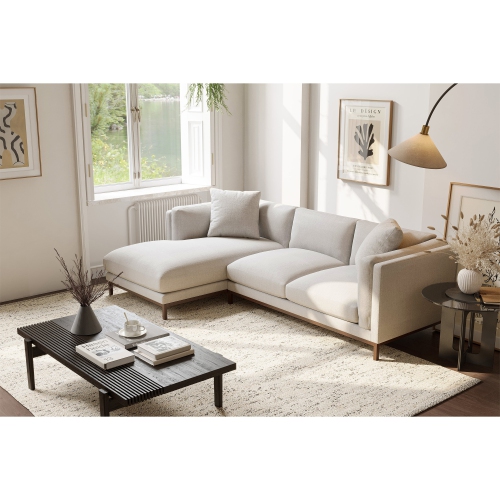 Valencia Bergen Fabric Sectional Sofa with Left Hand Facing Chaise, Beige Color
