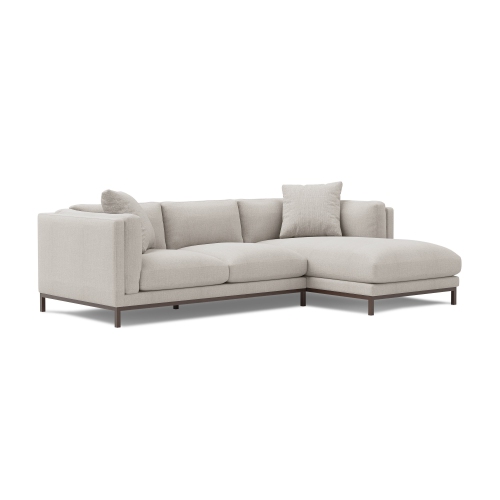 Valencia Bergen sofa modulaire en tissu avec chaise droite orientée vers la droite, beige