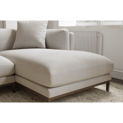 Valencia Bergen Fabric Sectional Sofa with Right Hand Facing Chaise, Beige Color