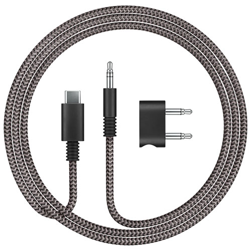 Dyson OnTrac In-Flight Adaptor with Braided USB-C to Aux Cable - Black