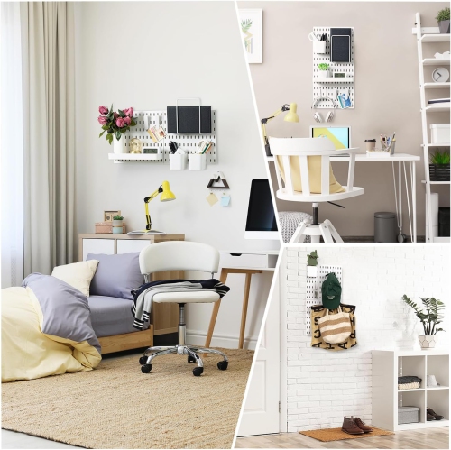 VUSIGN Pegboard Combination Wall Organizer Kit, 2 Pieces Pegboards and 10 Accessories Modular Hanging, Wall Mount Display Peg board Panel Kits for