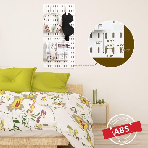 VUSIGN Pegboard Combination Wall Organizer Kit, 2 Pieces Pegboards and 10 Accessories Modular Hanging, Wall Mount Display Peg board Panel Kits for