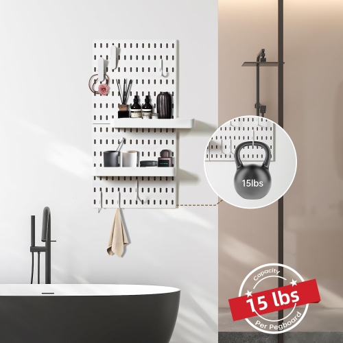 VUSIGN Pegboard Combination Wall Organizer Kit, 2 Pieces Pegboards and 10 Accessories Modular Hanging, Wall Mount Display Peg board Panel Kits for