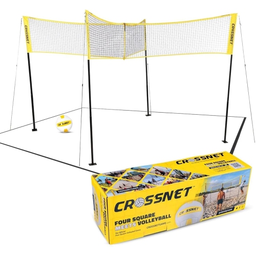 Filet de volleyball carré et Gameset de jardin CROSSNET Original 4 - Jaune
