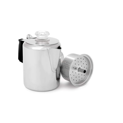 GSI Outdoors Glacier Stainless Percolator with Silicone Handle Coffee Pot 3 Cup