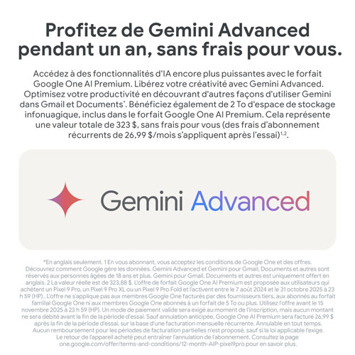 Pixel 9 Pro XL de 128 Go de Google avec Bell - Noir volcanique - Financement mensuel