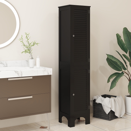 HOMCOM Tall Bathroom Storage Cabinet, Slim Bathroom Cabinet with Storage Shelves, Narrow Floor Cabinet with Doors for Kitchen, Laundry, Living Room,