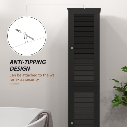 HOMCOM Tall Bathroom Storage Cabinet, Slim Bathroom Cabinet with Storage Shelves, Narrow Floor Cabinet with Doors for Kitchen, Laundry, Living Room,