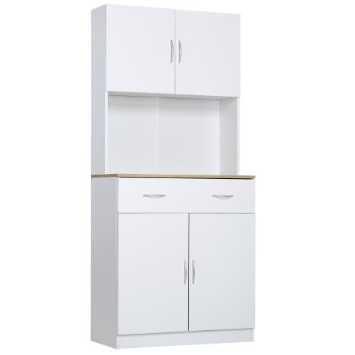 HOMCOM – Armoire de rangement garde-manger de 71 po, buffet haut autonome avec étagère, support à 4 portes pour four à micro-ondes avec tablette régl