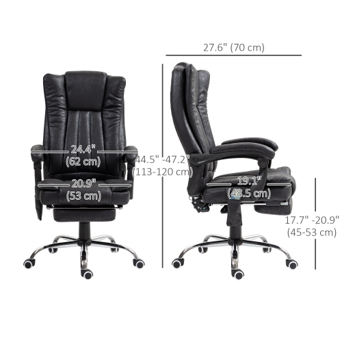 Vinsetto Executive Office Chair with Vibration Massage, Microfiber Reclining Computer Chair with Footrest, Adjustable Height, Timer, Swivel Wheels,