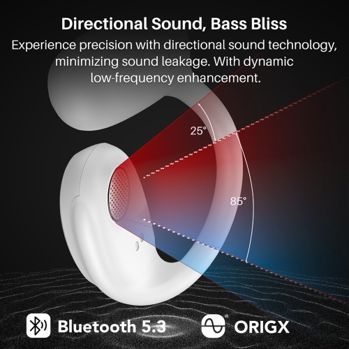 &nbsp;Écouteurs bouton sans fil autonomes Bluetooth ouverts OpenEgo de TOZO, affichage numérique,deux microphones, appel clair pour la course, blanc