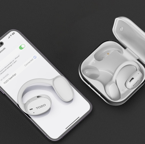 &nbsp;Écouteurs bouton sans fil autonomes Bluetooth ouverts OpenEgo de TOZO, affichage numérique,deux microphones, appel clair pour la course, blanc