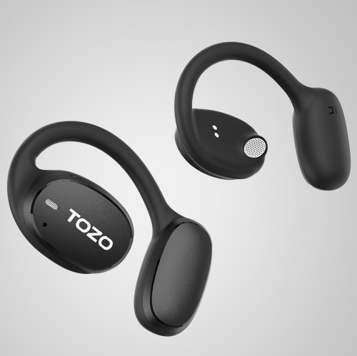 &nbsp;Écouteurs bouton sans fil autonomes Bluetooth ouverts OpenEgo de TOZO, affichage numérique,deux microphones, appel clair pour la course - Noir