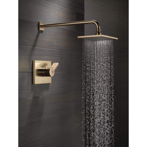 Delta Faucet Vero 14 Series Single-Function Shower Faucet Set, Rain Shower Head, Gold Shower Faucet