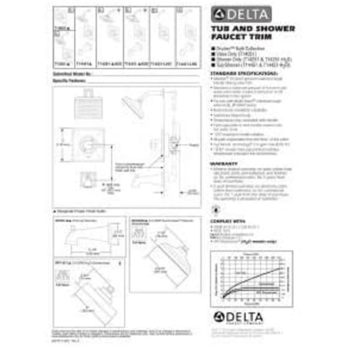 Delta Faucet Dryden 14 Series Single-Function Tub and Shower Trim Kit with Single-Spray Touch-Clean Shower Head