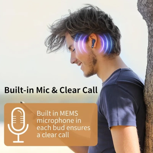 Monster N-Lite 203 AirLinks Wireless Earbuds, Bluetooth 5.3 Headphones with HiFi Stereo, Crystal Clear Calls, 30H Playback, Type-C Charging, Touch