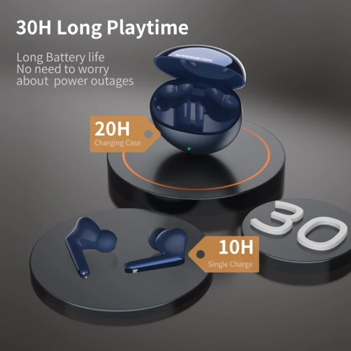 Monster N-Lite 203 AirLinks Wireless Earbuds, Bluetooth 5.3 Headphones with HiFi Stereo, Crystal Clear Calls, 30H Playback, Type-C Charging, Touch