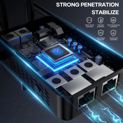 WiFi Booster 1200Mbps, Dual Band WiFi Range Extender for Large Home Office, Supports Multiple Devices (Black)