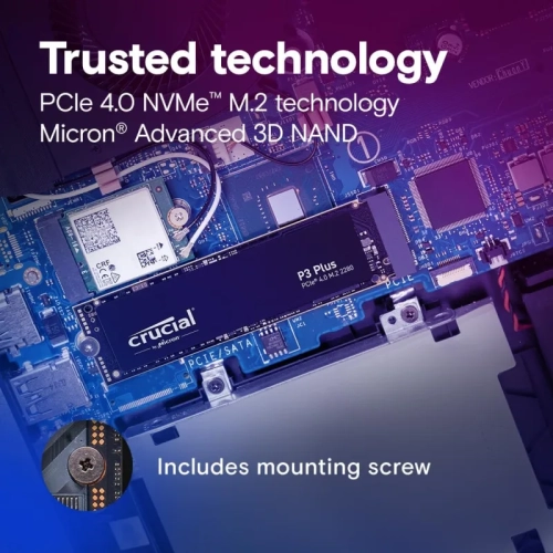 Crucial P3 Plus 2TB PCIe Gen4 3D NAND NVMe M.2 SSD, up to 5000MB/s - CT2000P3PSSD8