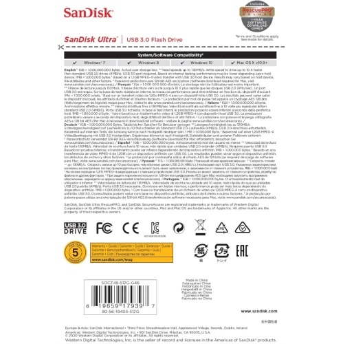 SanDisk 512GB Ultra USB 3.0 Flash Drive - High-Speed Storage