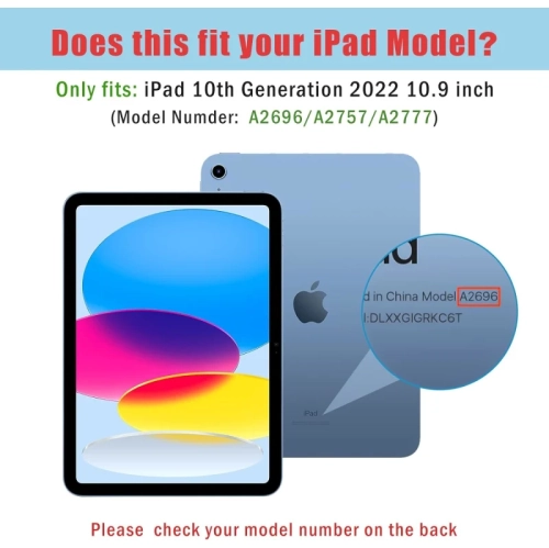 Navy iPad 10th Generation Case with Pencil Holder - Clear Back Cover for 2022 iPad 10.9 inch