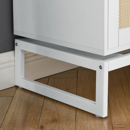 31.5 inch Sideboard Buffet Cabinet, Accent Storage Cabinet with Rattan Doors, Adjustable Shelf, Steel Legs for Home, Dining Room, Living Room