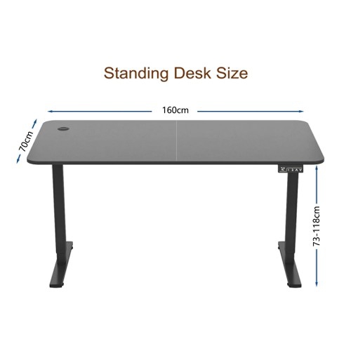 Electric Standing Desk, 160 x 70 cm Steel Adjustable Height Desk, Quick Assembly, Ultra-Quiet Motor