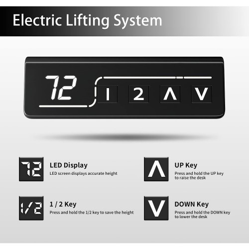 Electric Standing Desk, 140 x 60 cm Steel Adjustable Height Desk, Quick Assembly, Ultra-Quiet Motor