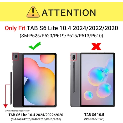 Black Samsung Galaxy Tab S6 Lite 10.4" Case with Pen Holder - Auto Wake/Sleep, Fits 2024/2022/2020 Models SM-P625/P620/P619/P615