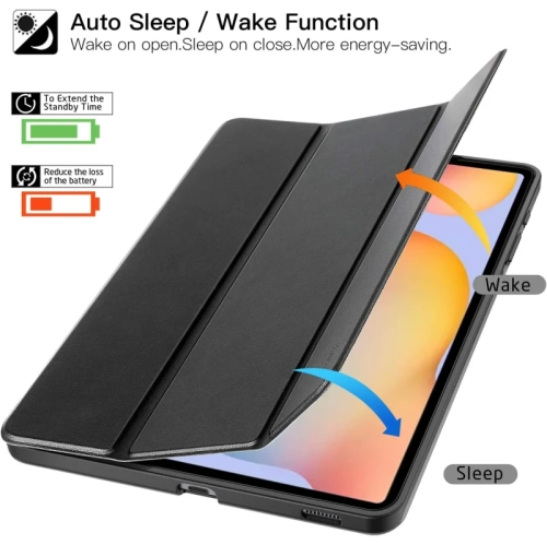Black Samsung Galaxy Tab S6 Lite 10.4" Case with Pen Holder - Auto Wake/Sleep, Fits 2024/2022/2020 Models SM-P625/P620/P619/P615